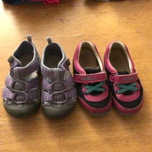 Size 7 toddler girl keens and sneakers